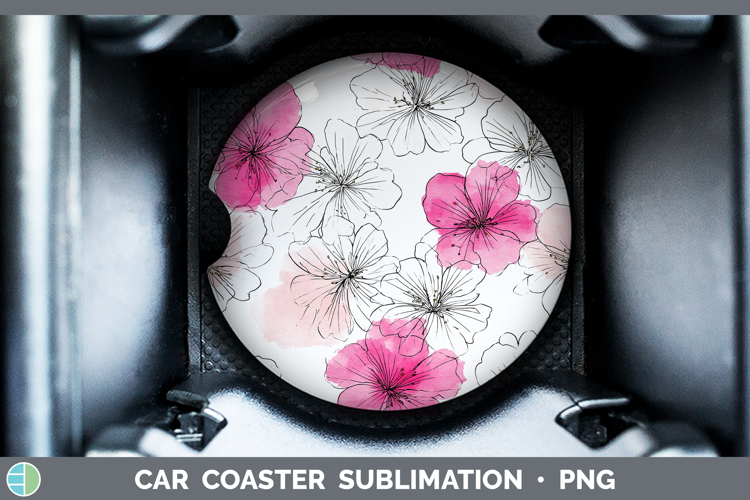 Azalea Flowers 01 Simple Car Coaster Sublimation Design
