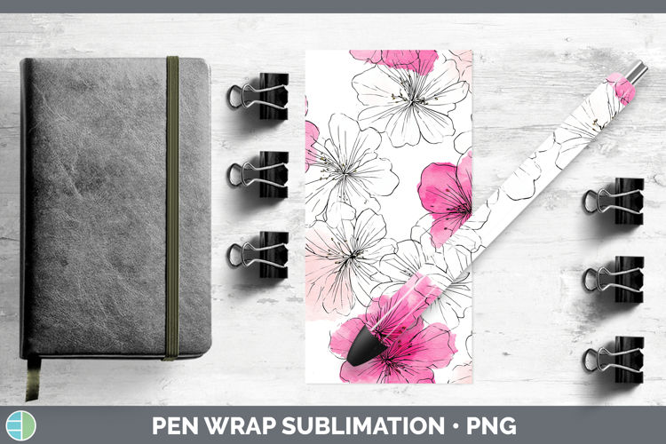 Azalea Flowers 01 Simple Pen Wrap Sublimation Design
