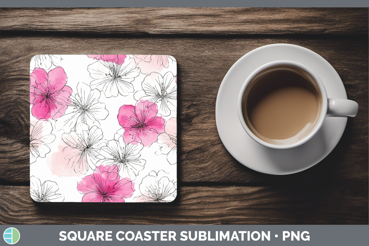 Azalea Flowers 01 Simple Square Coaster Sublimation Design