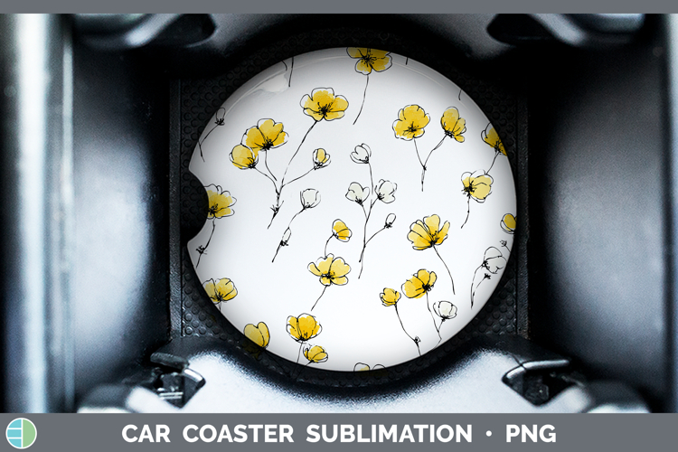 Buttercup Flowers 01 Simple Car Coaster Sublimation Design