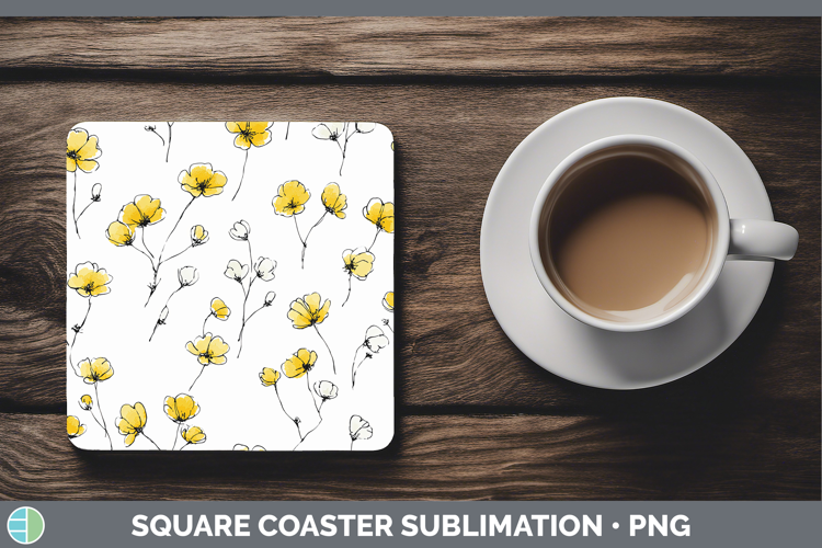 Buttercup Flowers 01 Simple Square Coaster Sublimation Desig