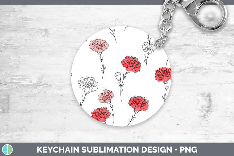 Carnation Flowers 01 Simple Keychain Sublimation Design