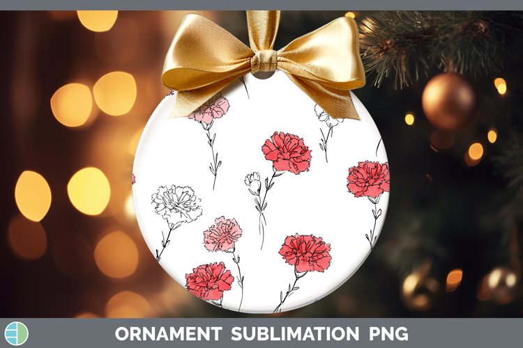 Carnation Flowers 01 Simple Ornament Sublimation Design