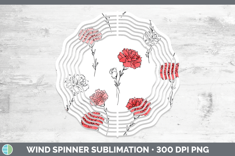 Carnation Flowers 01 Simple Wind Spinner Sublimation Design