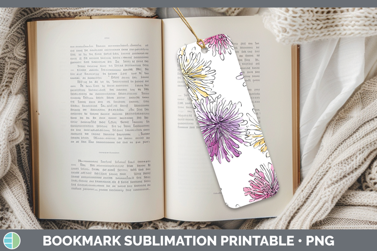 Chrysanthemum Flowers 01 Simple Bookmark Sublimation Design