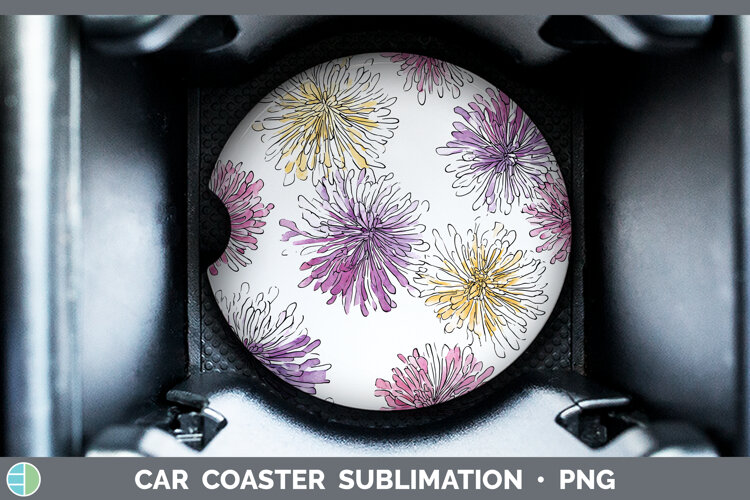 GorgeousFlowers 01 Simple Car Coaster design.