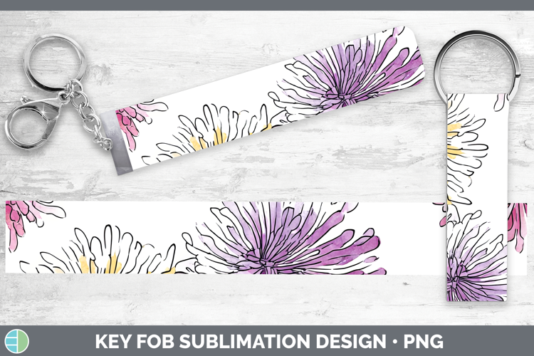 Chrysanthemum Flowers 01 Simple Key Fob Sublimation Design