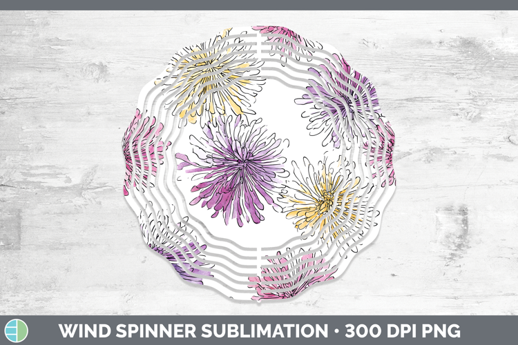 Chrysanthemum Flowers 01 Simple Wind Spinner Sublimation Des