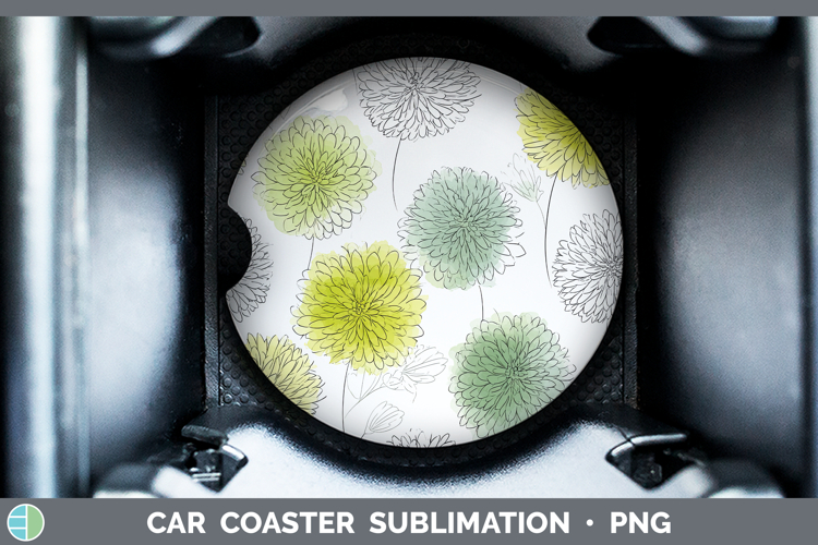 Dahlia Flowers 01 Simple Car Coaster Sublimation Design