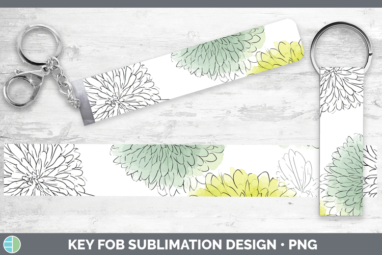 Dahlia Flowers 01 Simple Key Fob Sublimation Design