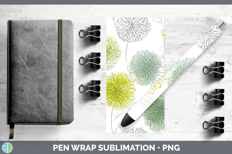 Dahlia Flowers 01 Simple Pen Wrap Sublimation Design