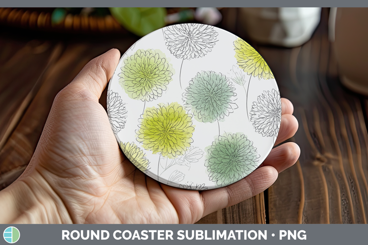 Dahlia Flowers 01 Simple Round Coaster Sublimation Design