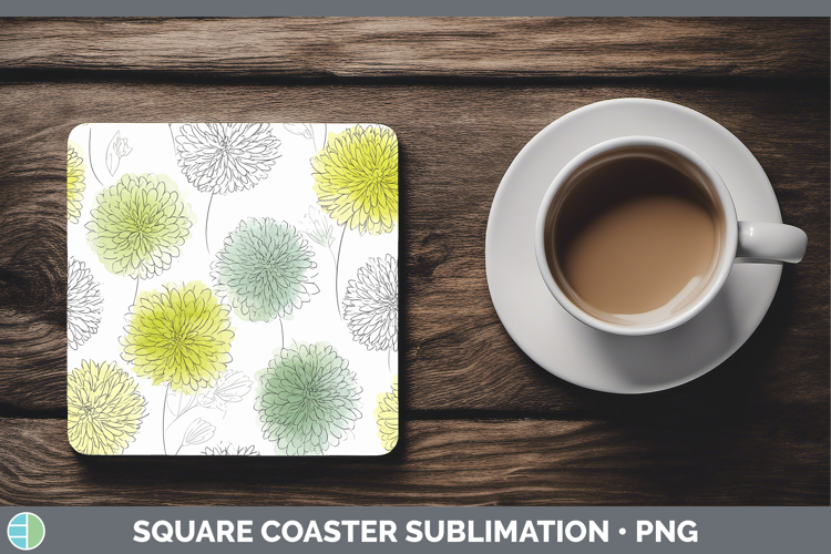 Dahlia Flowers 01 Simple Square Coaster Sublimation Design