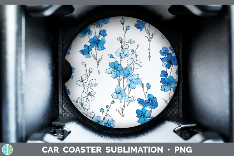 Delphinium Flowers 01 Simple Car Coaster Sublimation Design