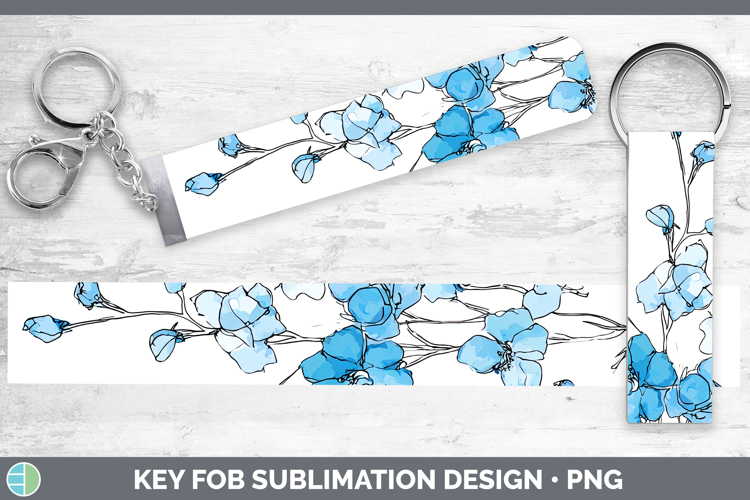 Delphinium Flowers 01 Simple Key Fob Sublimation Design