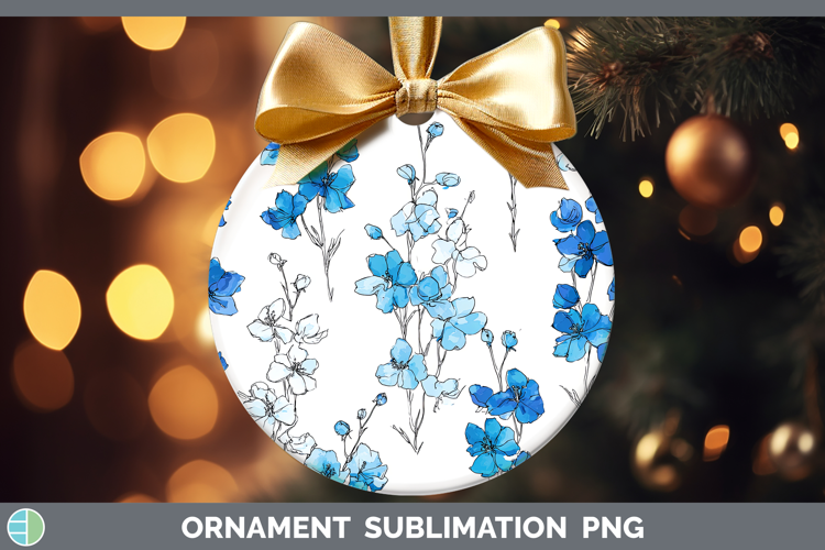 Delphinium Flowers 01 Simple Ornament Sublimation Design