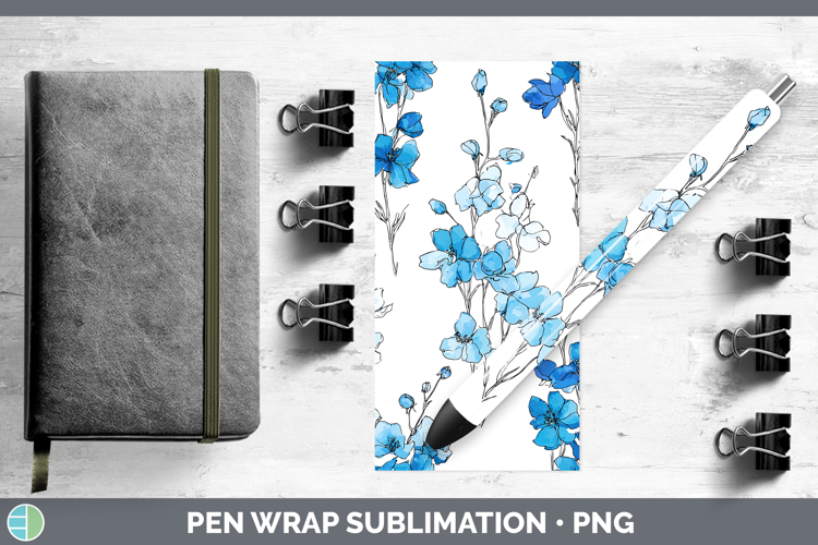 Delphinium Flowers 01 Simple Pen Wrap Sublimation Design