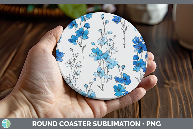 Delphinium Flowers 01 Simple Round Coaster Sublimation Desig