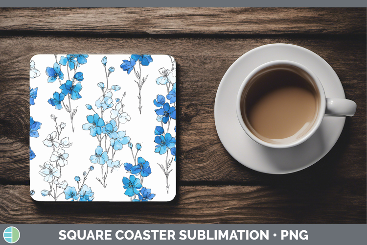 Delphinium Flowers 01 Simple Square Coaster Sublimation Desi