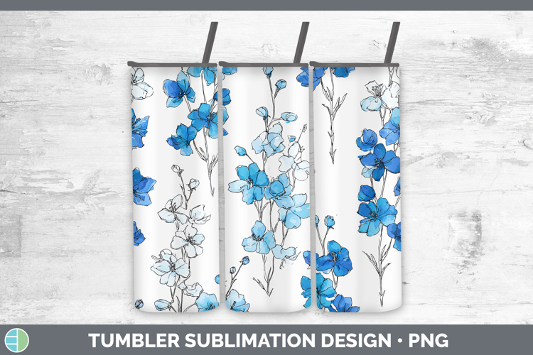 Delphinium Flowers 01 Simple Tumbler Sublimation Design