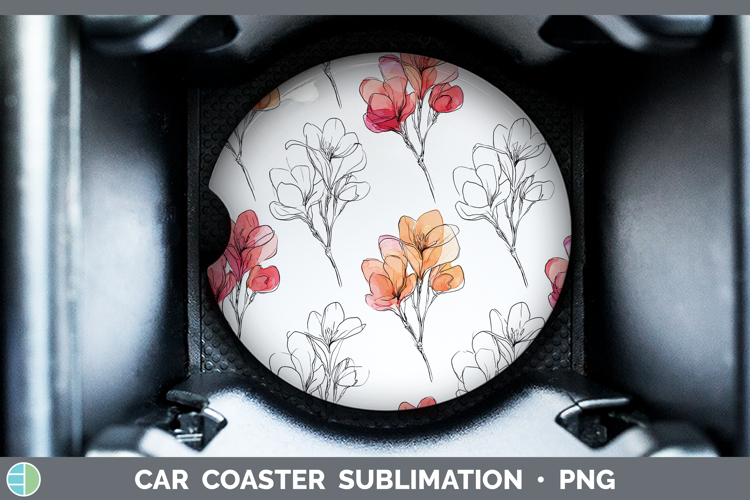 Freesia Flowers 01 Simple Car Coaster Sublimation Design