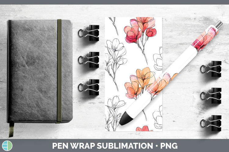 Freesia Flowers 01 Simple Pen Wrap Sublimation Design