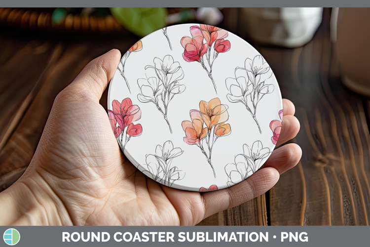 Freesia Flowers 01 Simple Round Coaster Sublimation Design