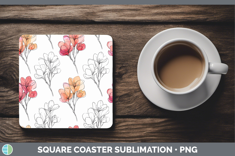Freesia Flowers 01 Simple Square Coaster Sublimation Design