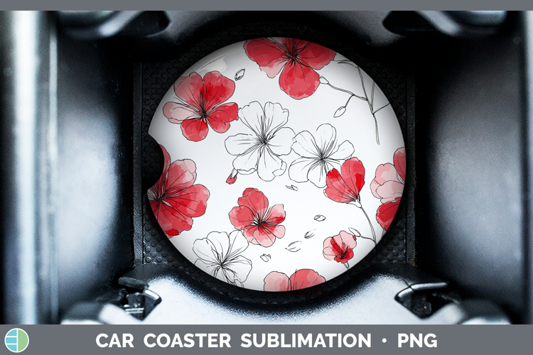 Geranium Flowers 01 Simple Car Coaster Sublimation Design