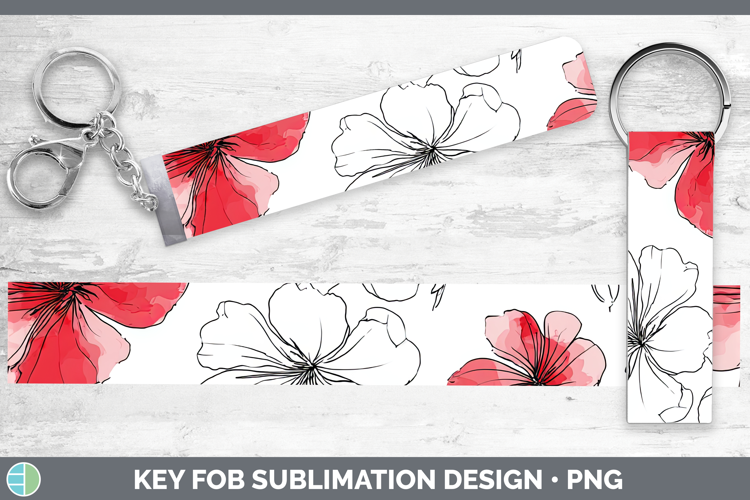 Geranium Flowers 01 Simple Key Fob Sublimation Design