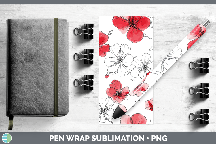 Geranium Flowers 01 Simple Pen Wrap Sublimation Design