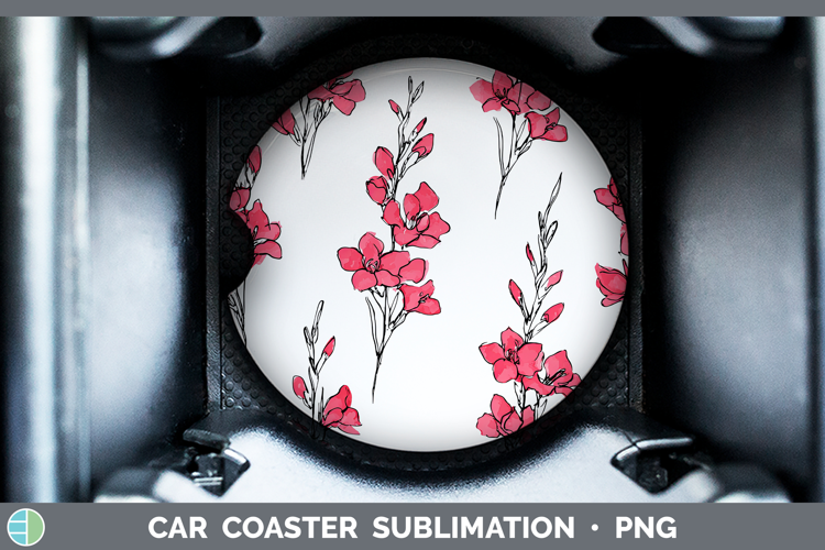 Gladiolus Flowers 01 Simple Car Coaster Sublimation Design