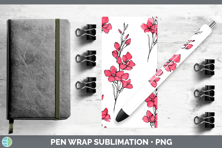 Gladiolus Flowers 01 Simple Pen Wrap Sublimation Design