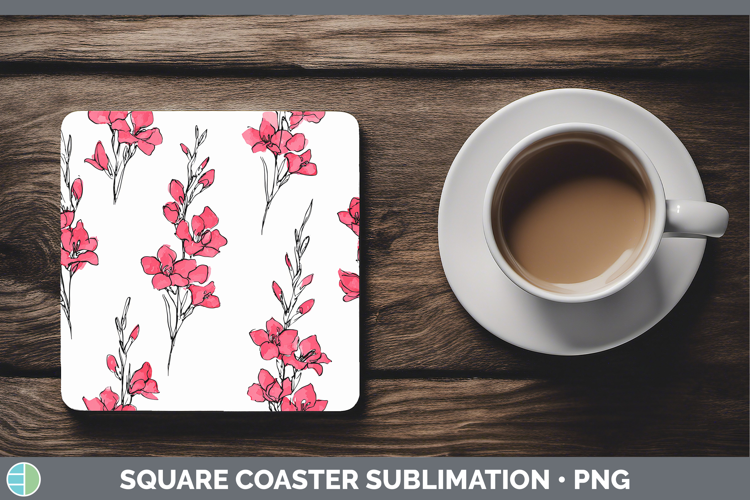 Gladiolus Flowers 01 Simple Square Coaster Sublimation Desig