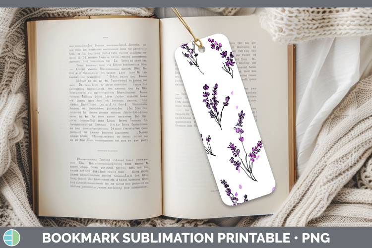 Lavender Flowers 01 Simple Bookmark Sublimation Design