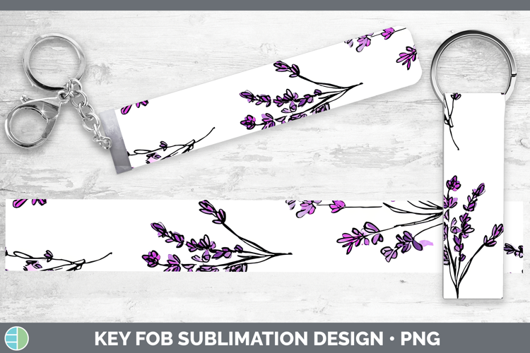 Lavender Flowers 01 Simple Key Fob Sublimation Design