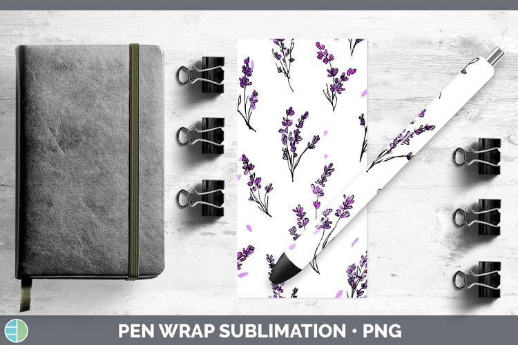 Lavender Flowers 01 Simple Pen Wrap Sublimation Design