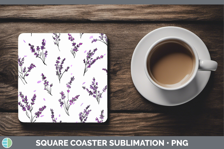 Lavender Flowers 01 Simple Square Coaster Sublimation Design