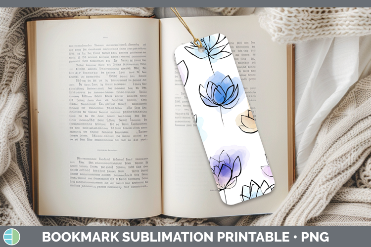 Lotus Flowers 01 Simple Bookmark Sublimation Design