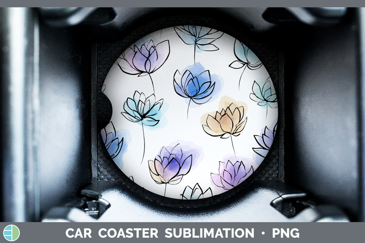 Lotus Flowers 01 Simple Car Coaster Sublimation Design