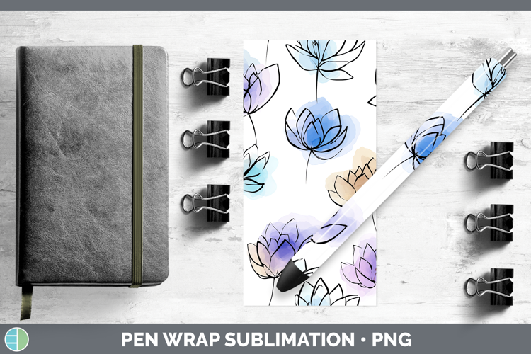 Lotus Flowers 01 Simple Pen Wrap Sublimation Design