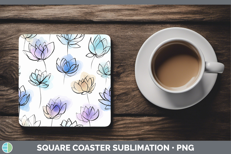 Lotus Flowers 01 Simple Square Coaster Sublimation Design