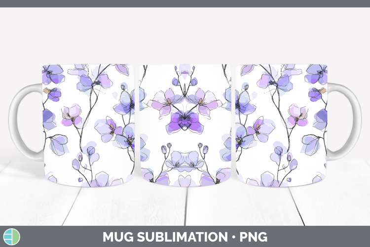 Orchid Flowers 01 Simple Mug Wrap Sublimation Design