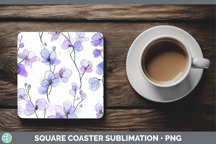 Orchid Flowers 01 Simple Square Coaster Sublimation Design