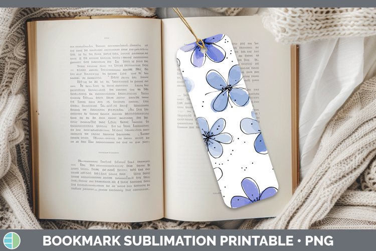 Periwinkle Flowers 01 Simple Bookmark Sublimation Design