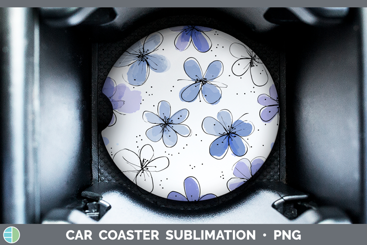 Periwinkle Flowers 01 Simple Car Coaster Sublimation Design