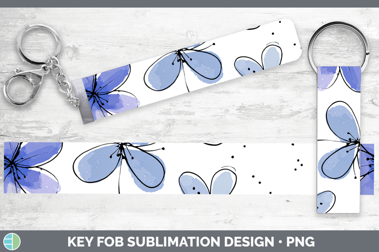 Periwinkle Flowers 01 Simple Key Fob Sublimation Design