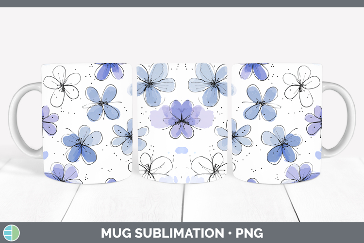 Periwinkle Flowers 01 Simple Mug Wrap Sublimation Design