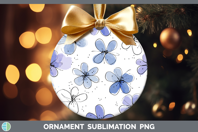 Periwinkle Flowers 01 Simple Ornament Sublimation Design