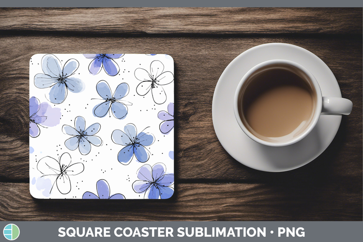 Periwinkle Flowers 01 Simple Square Coaster Sublimation Desi